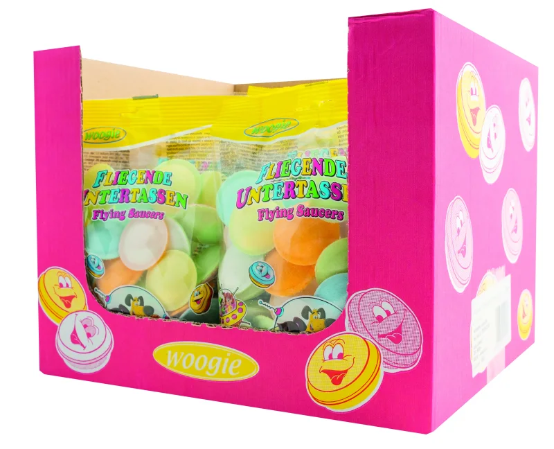 Fliegende Untertassen mit Brausefüllung